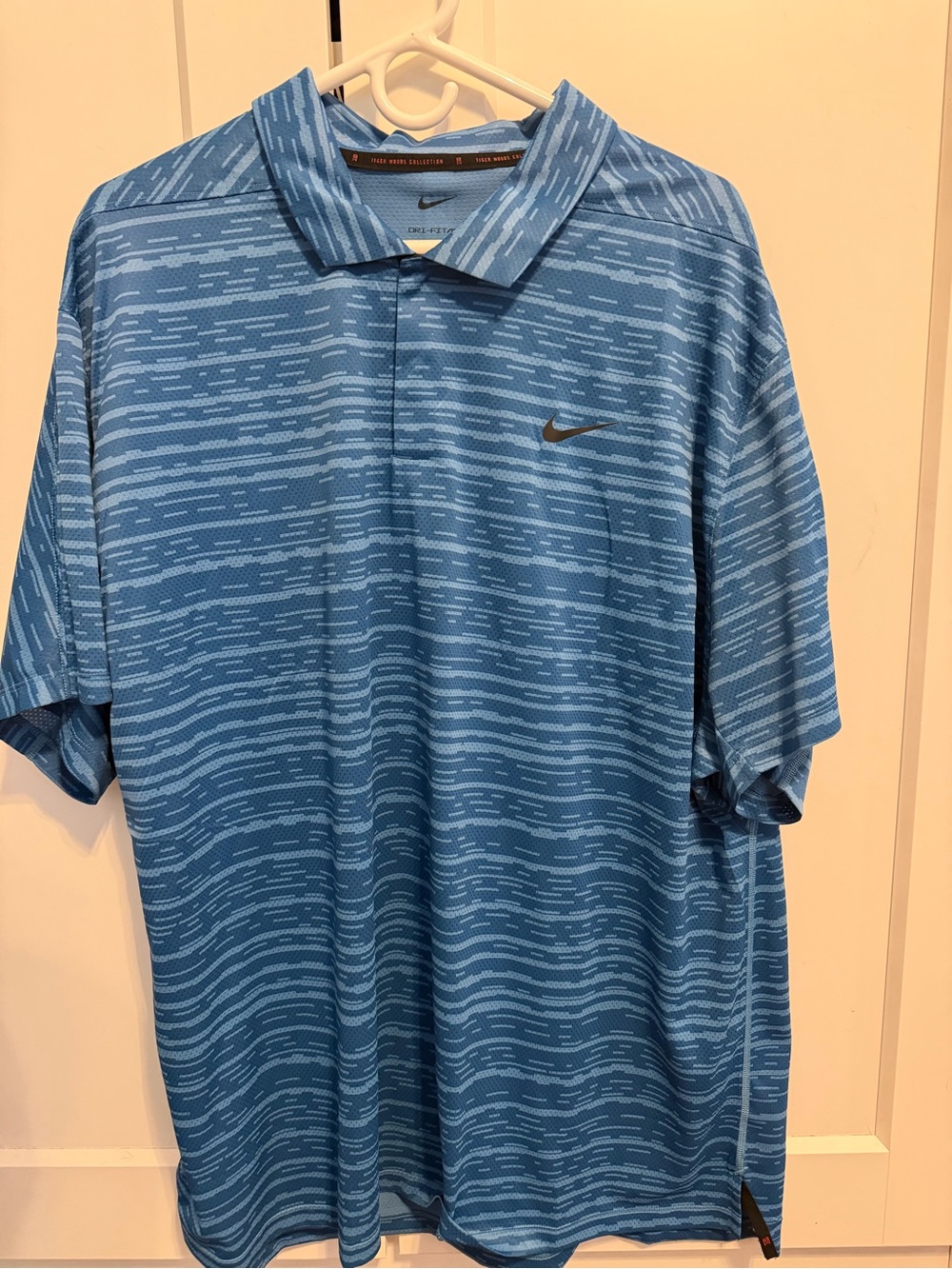 Tiger Woods Nike Light Blue Patterned Dri-FIT Polo